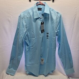 VAN HEUSEN Sky Blue Men's Dress Shirt Slim Fit 15-15 1/2 34-35 Med
